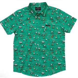Dude Dad Green "Pro" Golf Button-Down Short Sleeve Shirt Men's Large